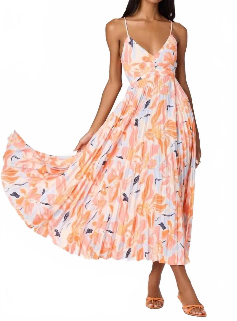 NEW ASTR blythe midi dress in orange floral